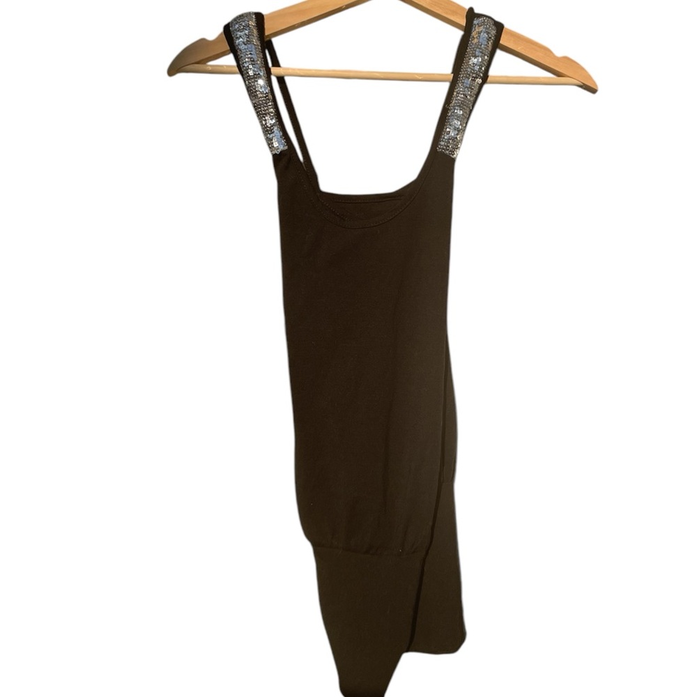 Black and Silver Sequin Y2K Tank Top